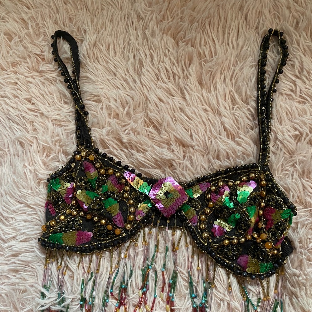 Sequence Beaded Bralette Crop Top